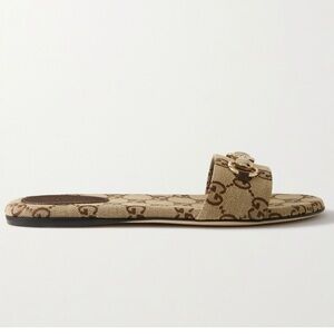 GUCCI Siaga horsebit GG logo leather slides sandals
